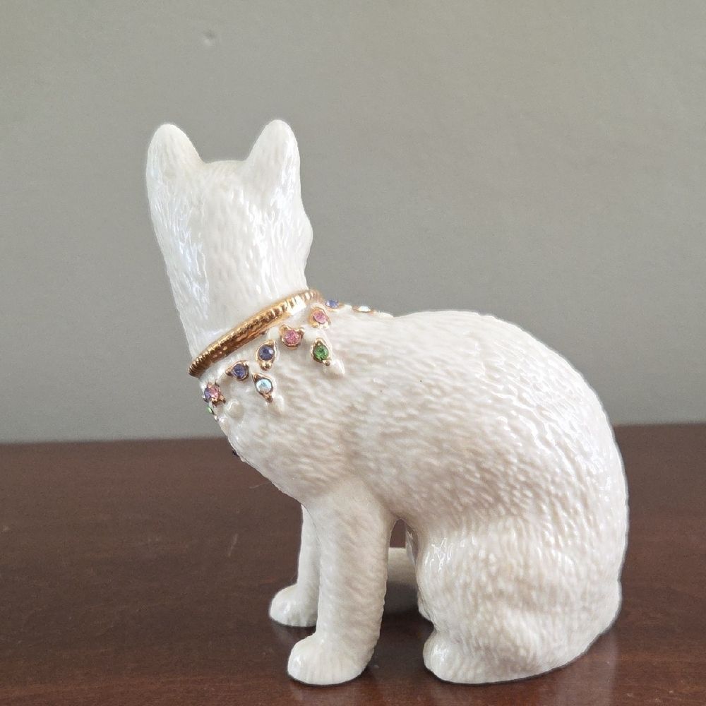 Lenox Vintage White Ceramic Bejeweled Cat - Picture 2 of 8